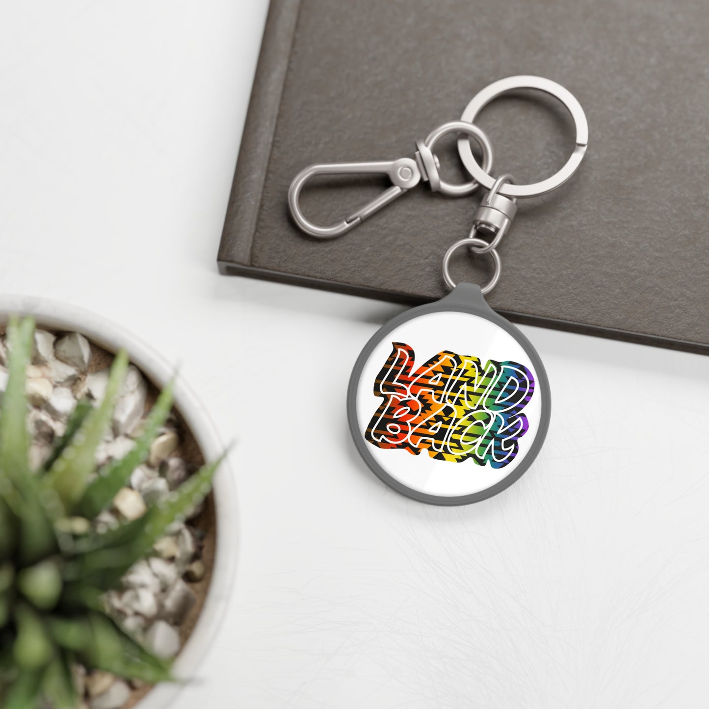 Land Back Motif Keyring Tag