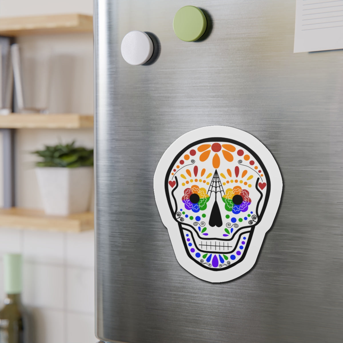 Queer Sugar Skull Die-Cut Magnet