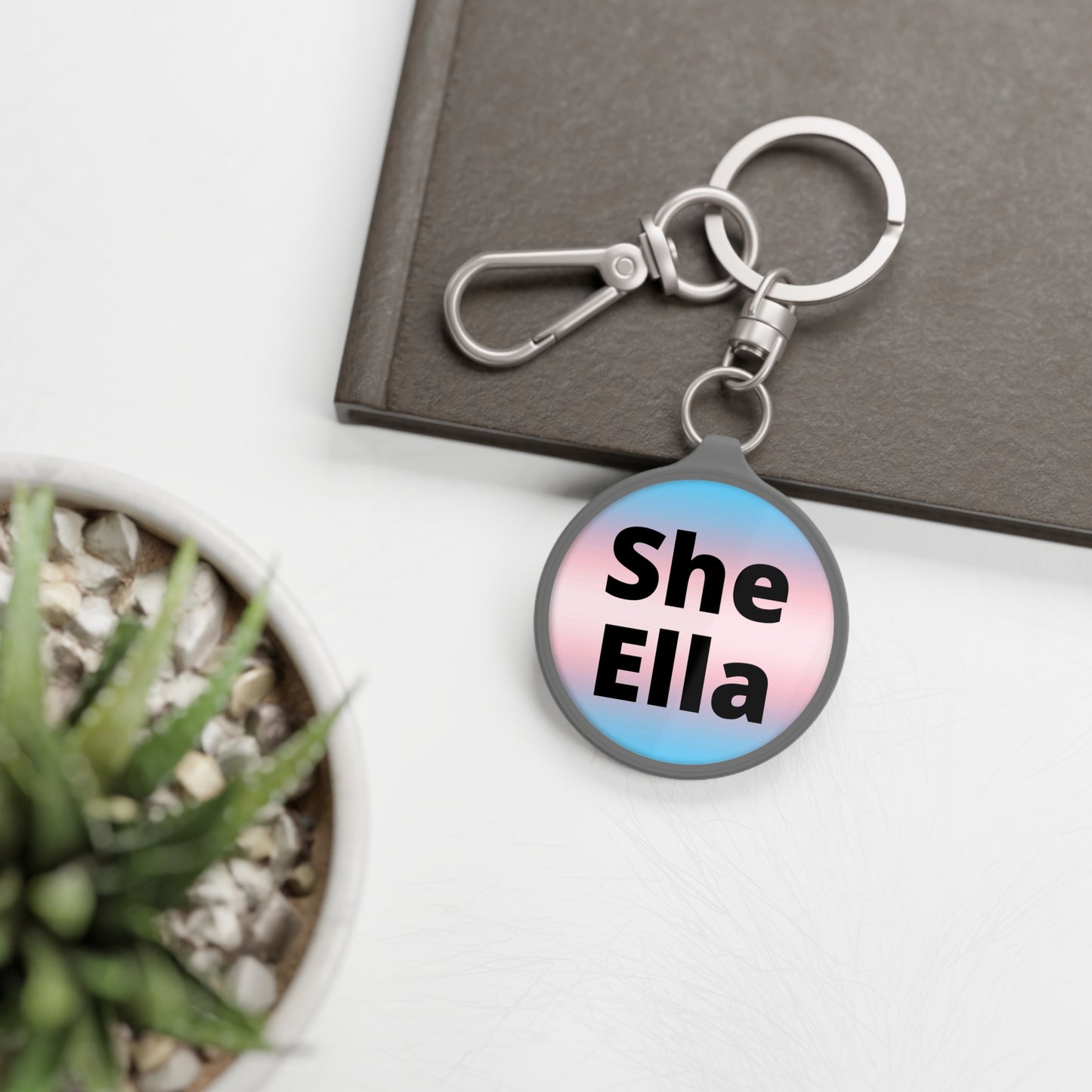She/Ella Trans Keyring Tag