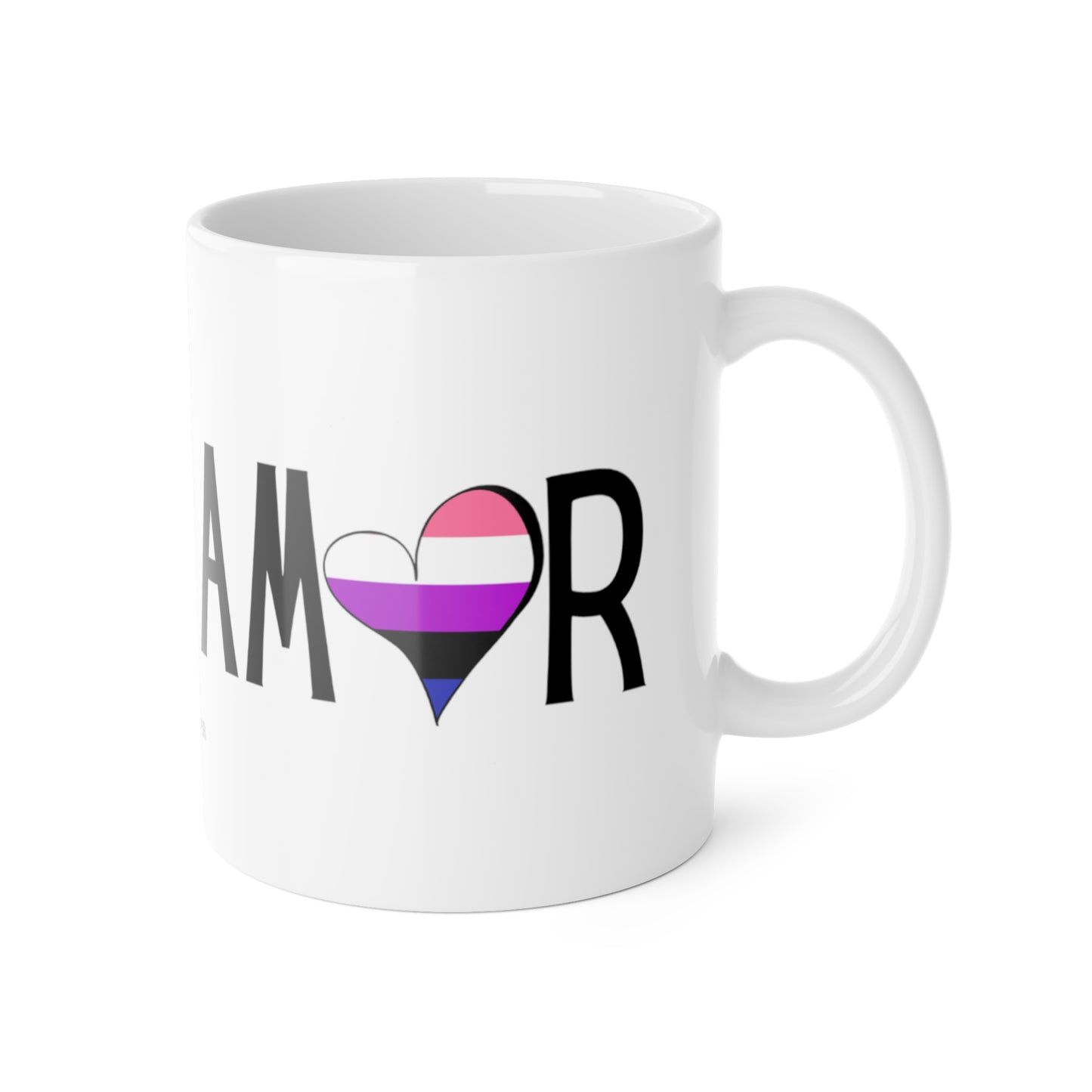 Amor - Genderfluid White Ceramic Mug, 11oz