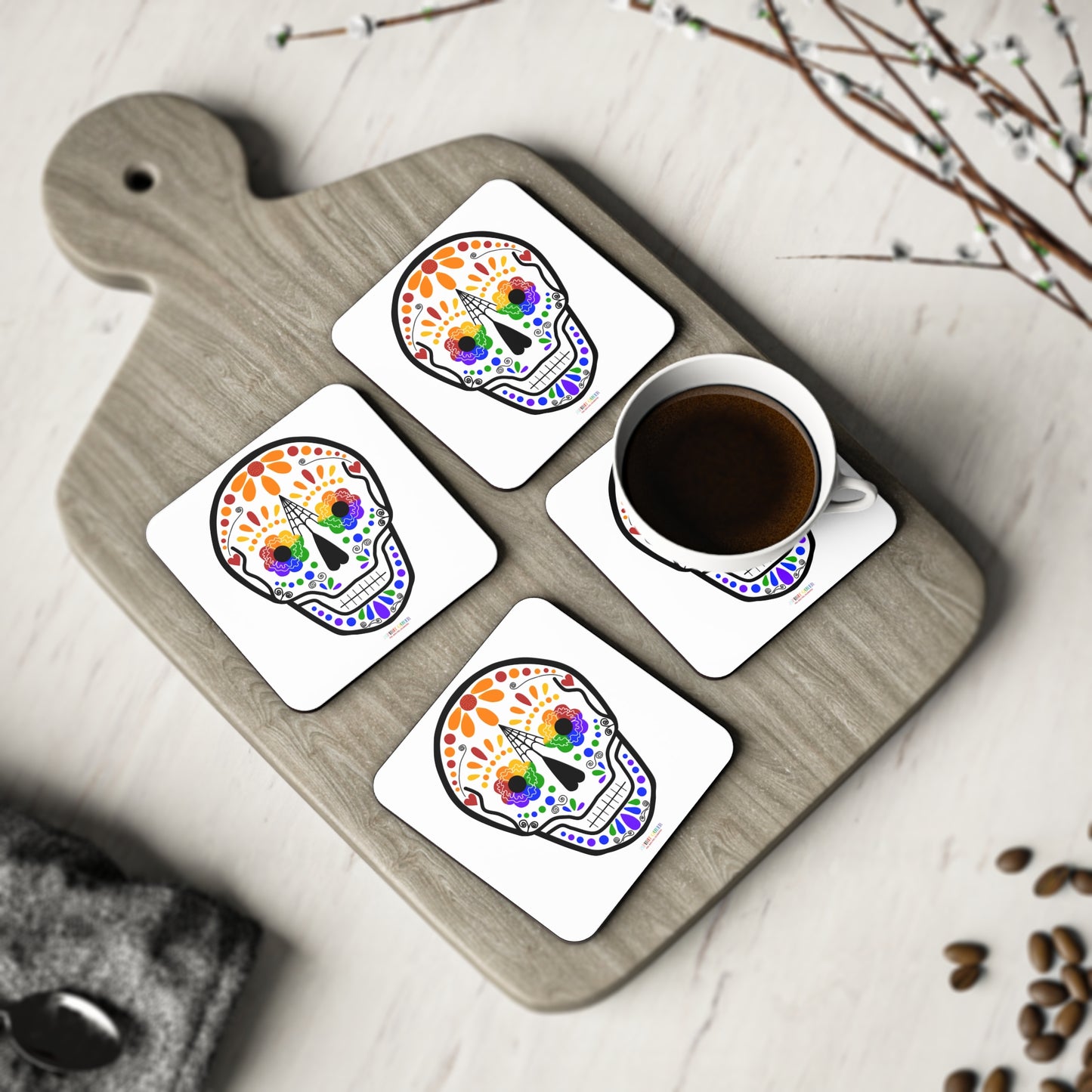 Queer Sugar Skull Coasters