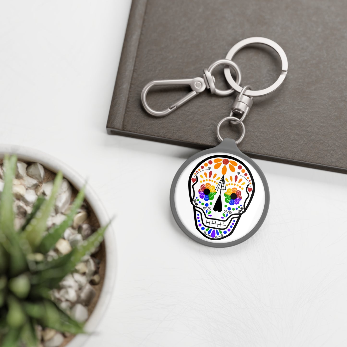 Queer Sugar Skull Keyring Tag