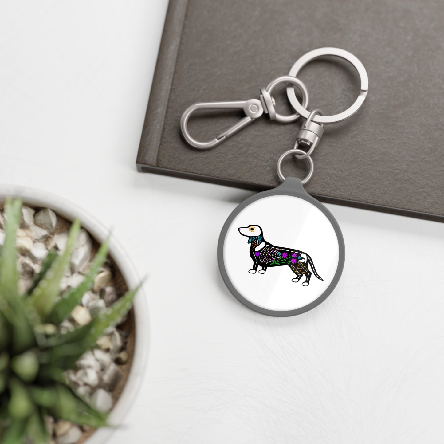 Dia de los Muertos Dachshaund Keyring Tag