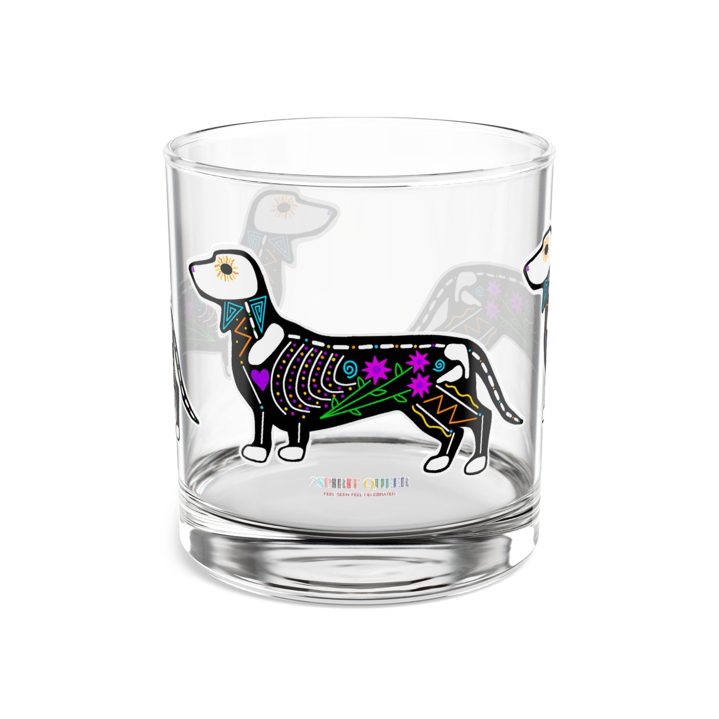 Dia de los Muertos Dachshaund Glass