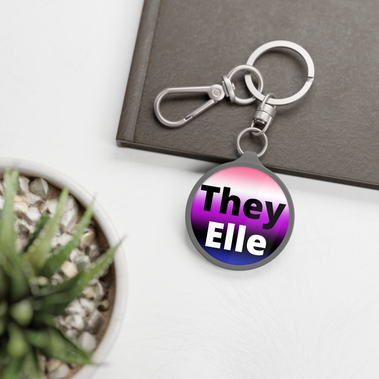 They/Elle Genderfluid Keyring Tag
