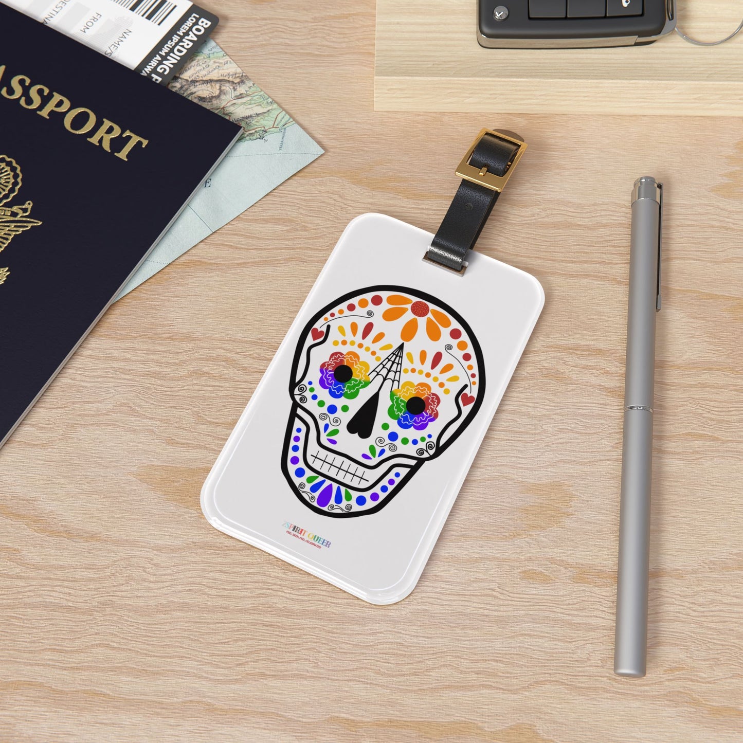 Queer Sugar Skull Luggage Tag