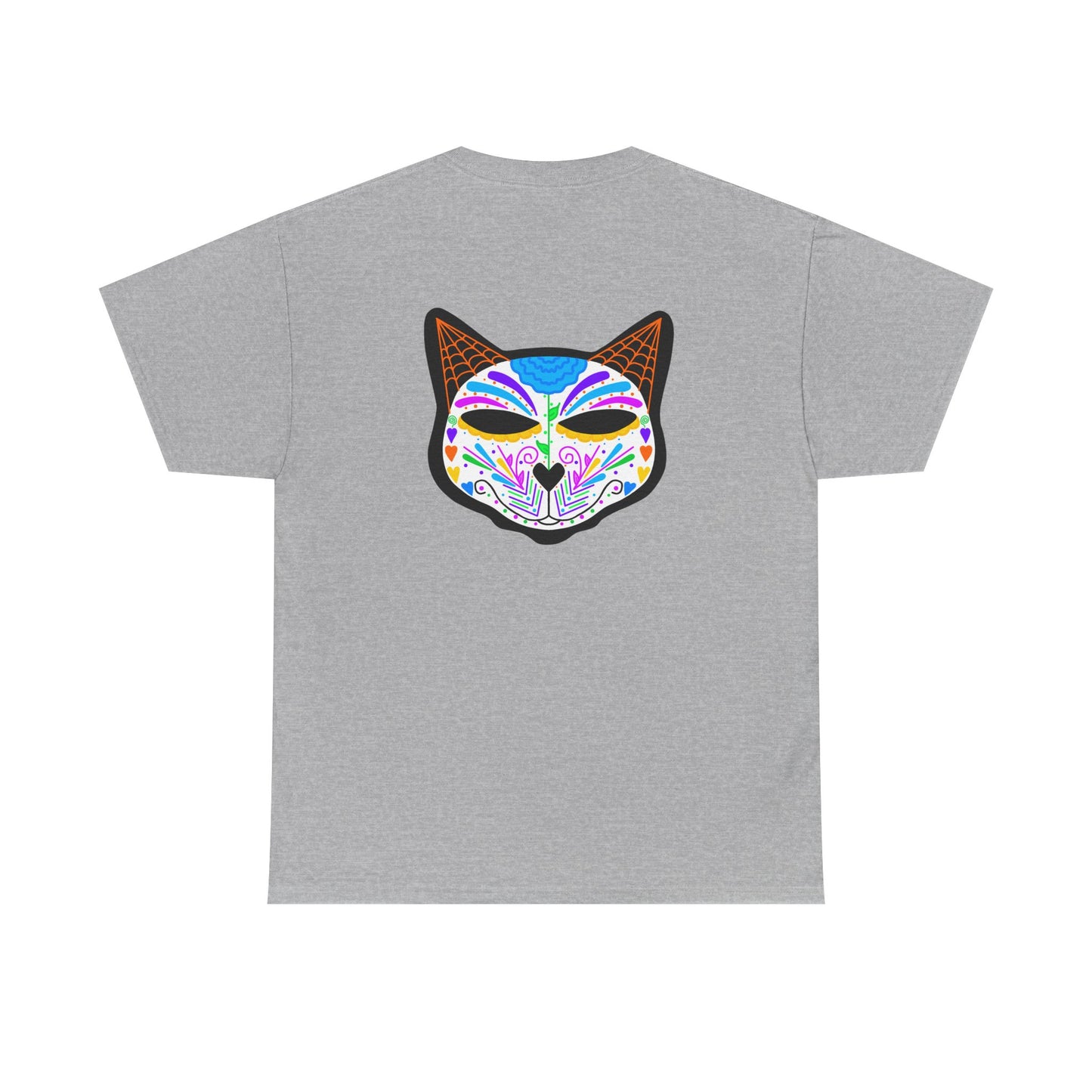Dia de los Muertos Cat Head Heavy Cotton Tee