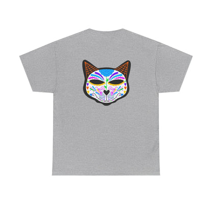 Dia de los Muertos Cat Head Heavy Cotton Tee
