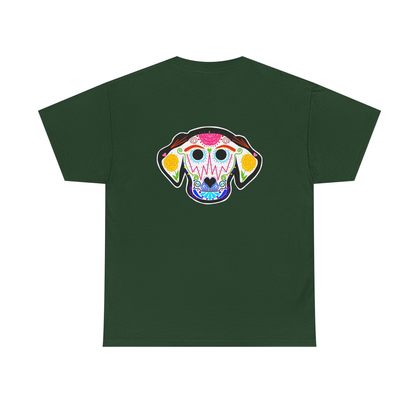 Dia de los Muertos Dog Head Unisex Heavy Cotton Tee