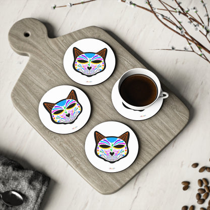 Dia de los Muertos Cat Head Coasters