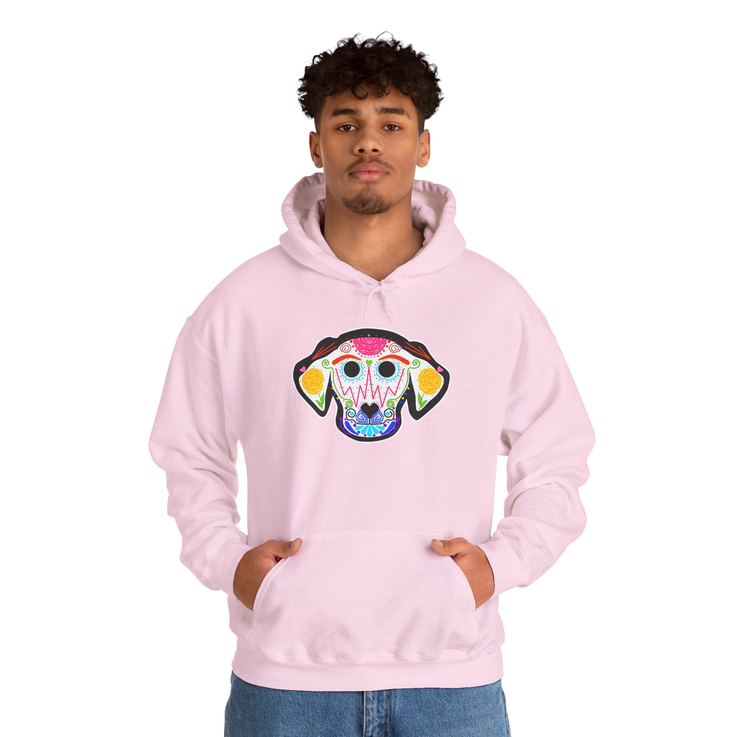 Dia de los Muertos Dog Head Hooded Sweatshirt