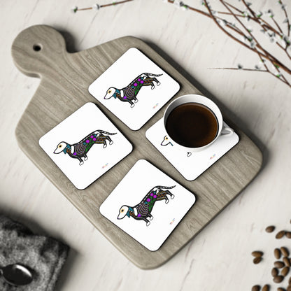 Dia de los Muertos Dachshaund Coasters