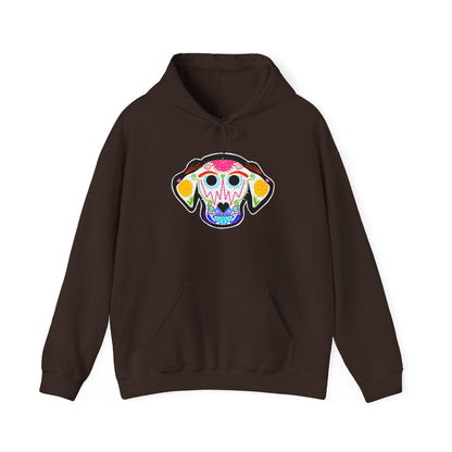 Dia de los Muertos Dog Head Hooded Sweatshirt