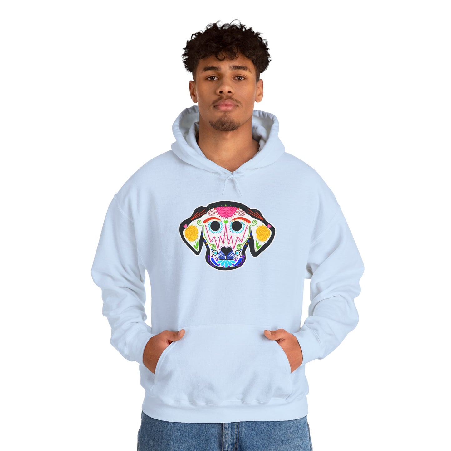 Dia de los Muertos Dog Head Hooded Sweatshirt
