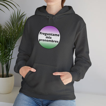 Preguntame mis Pronombres Gender Non-Conforming Hooded Sweatshirt
