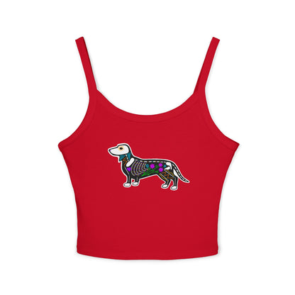 Dia de los Muertos Dachshaund Spaghetti Strap Tank Top