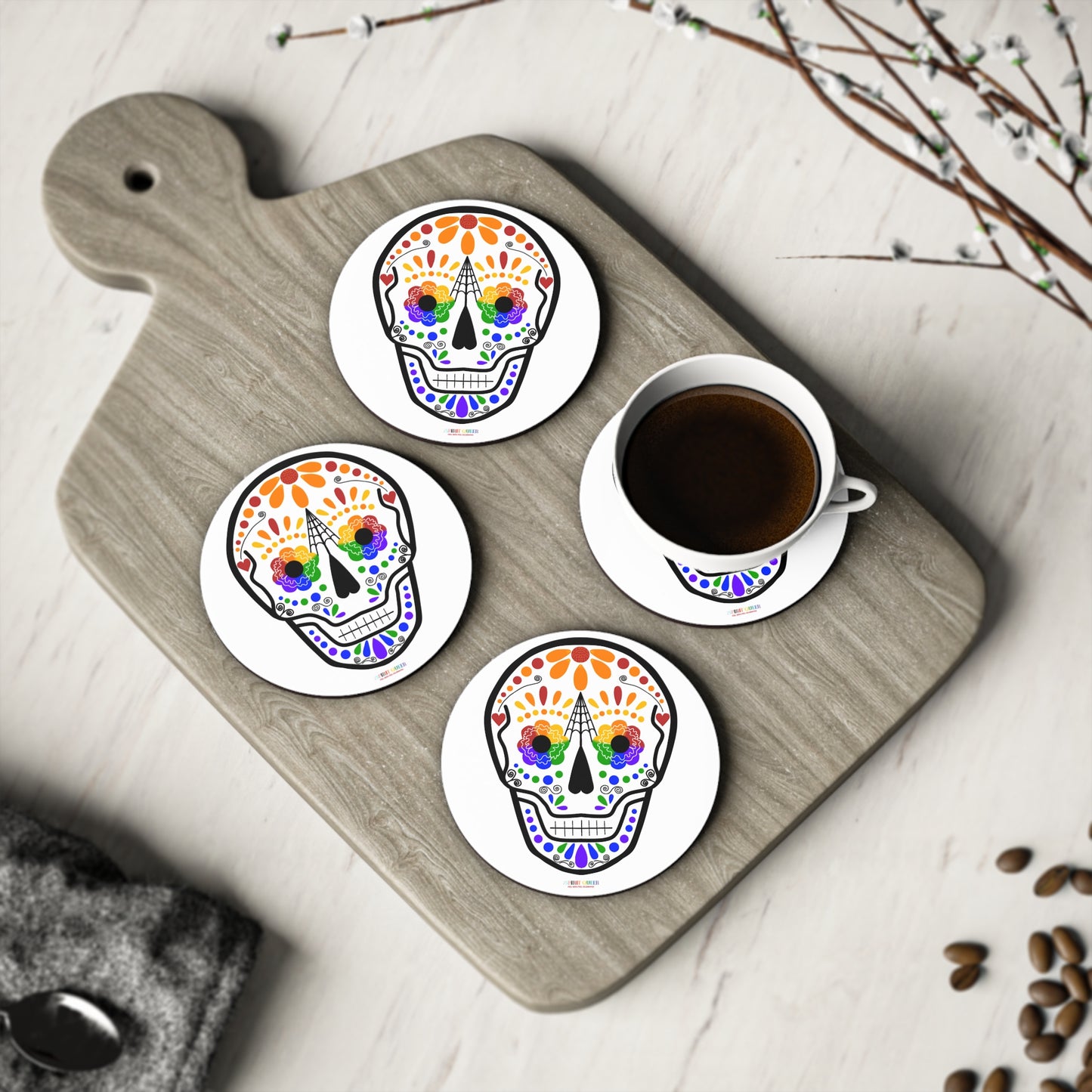 Queer Sugar Skull Coasters