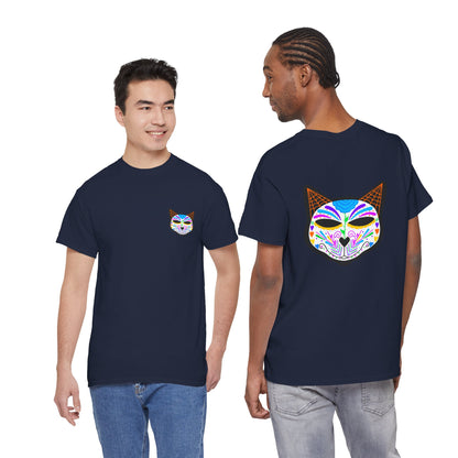 Dia de los Muertos Cat Head Heavy Cotton Tee