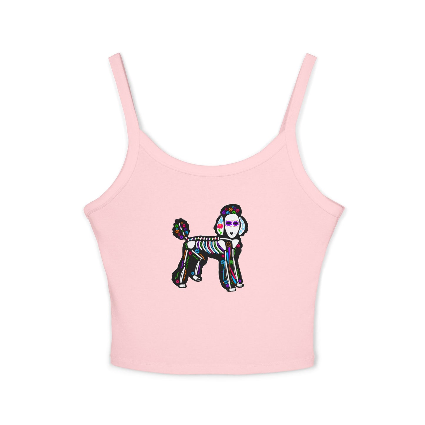 Dia de los Muertos Poodle Spaghetti Strap Tank Top
