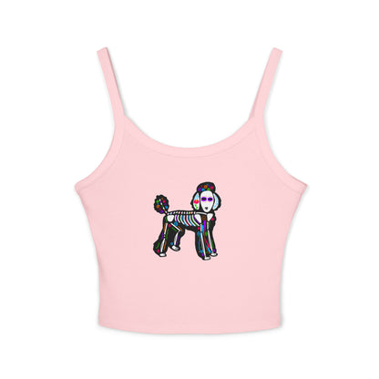 Dia de los Muertos Poodle Spaghetti Strap Tank Top