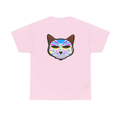 Dia de los Muertos Cat Head Heavy Cotton Tee