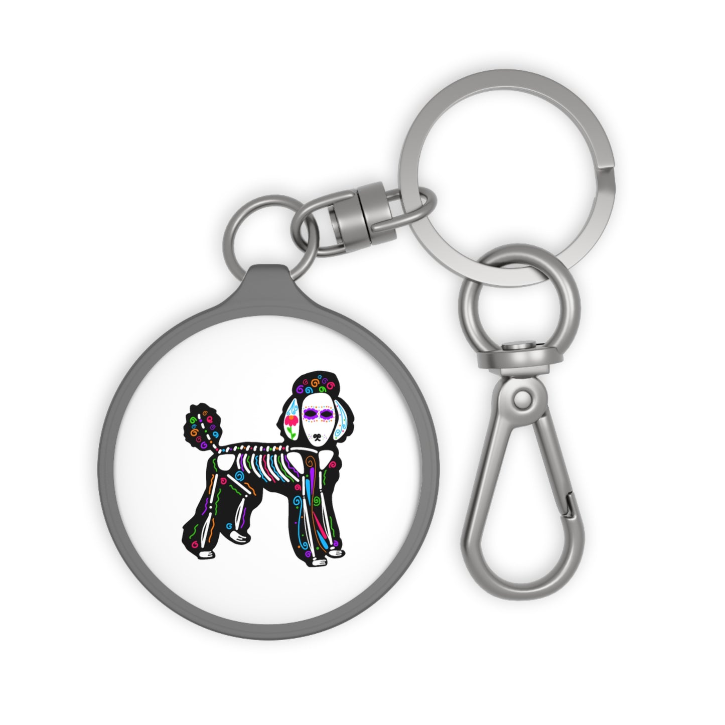 Dia de los Muertos Poodle Keyring Tag