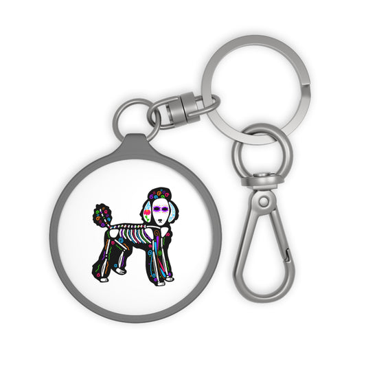 Dia de los Muertos Poodle Keyring Tag