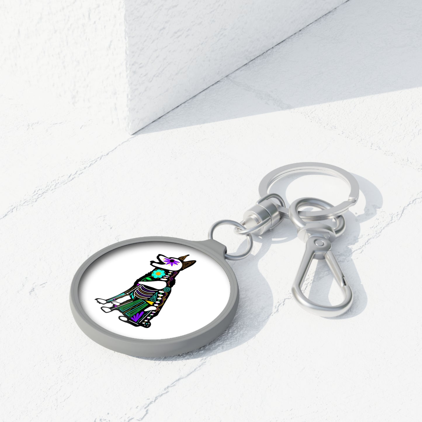Dia de los Muertos German Shepard Keyring Tag