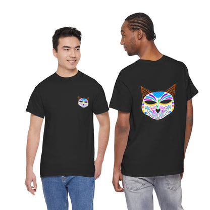Dia de los Muertos Cat Head Heavy Cotton Tee