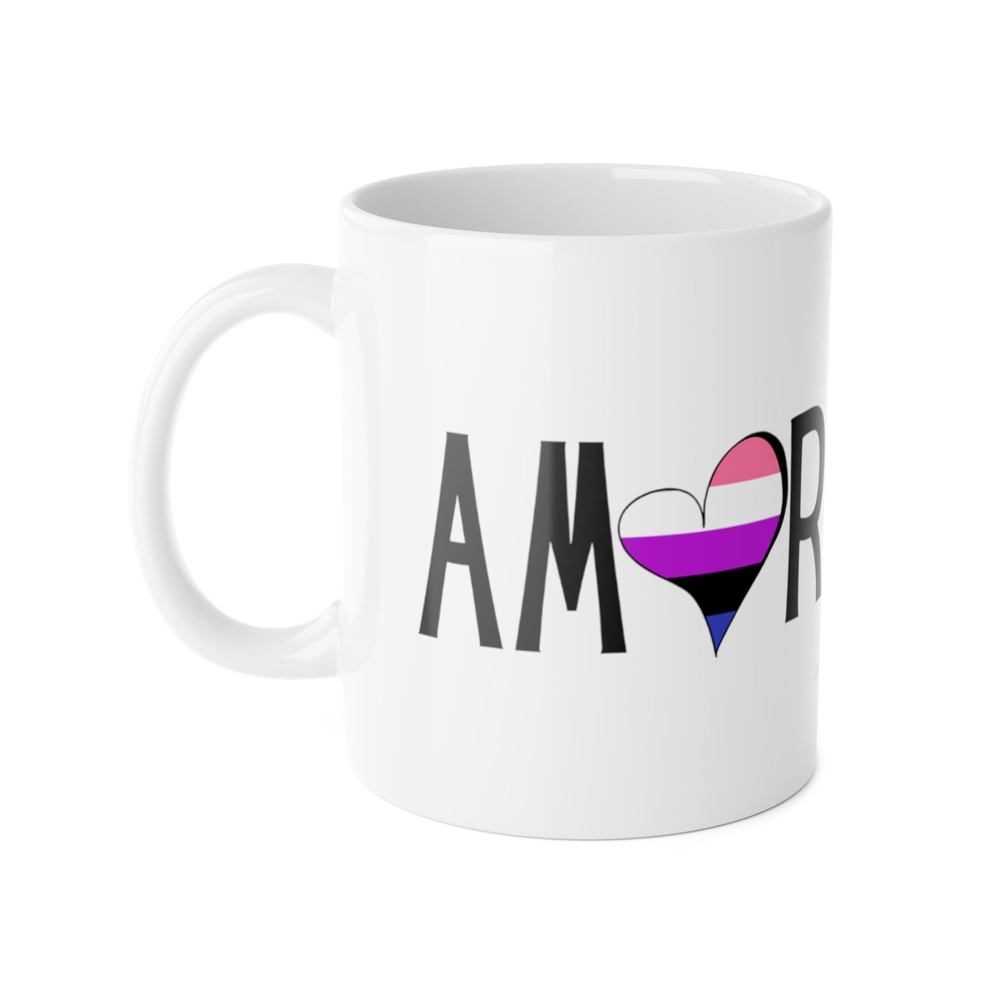Amor  - Genderfluid White Ceramic Mug, 11oz