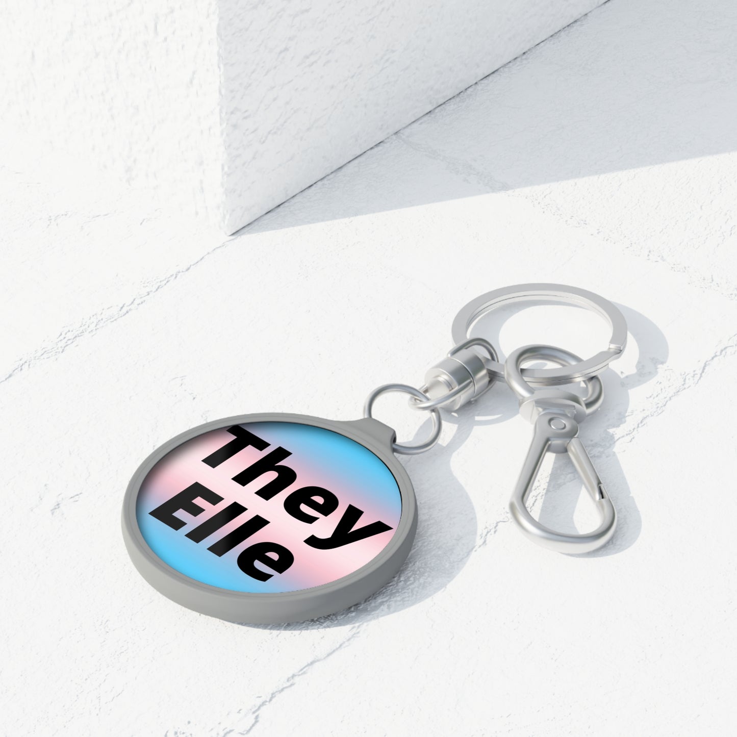 They/Elle Trans Keyring Tag