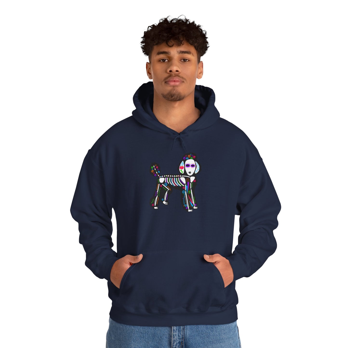 Dia de los Muertos Poodle Hooded Sweatshirt