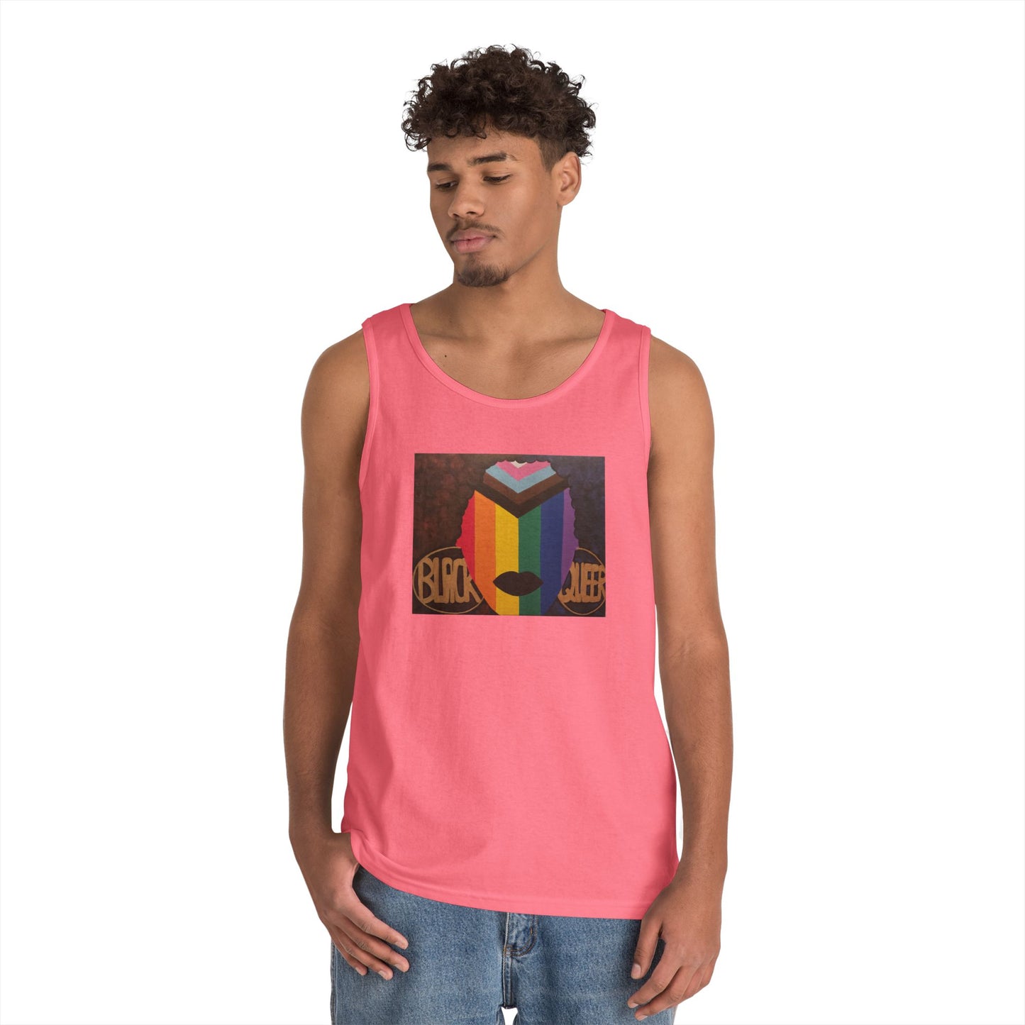 Black and Queer Heavy Cotton Tank Top