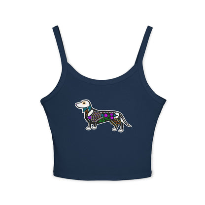 Dia de los Muertos Dachshaund Spaghetti Strap Tank Top