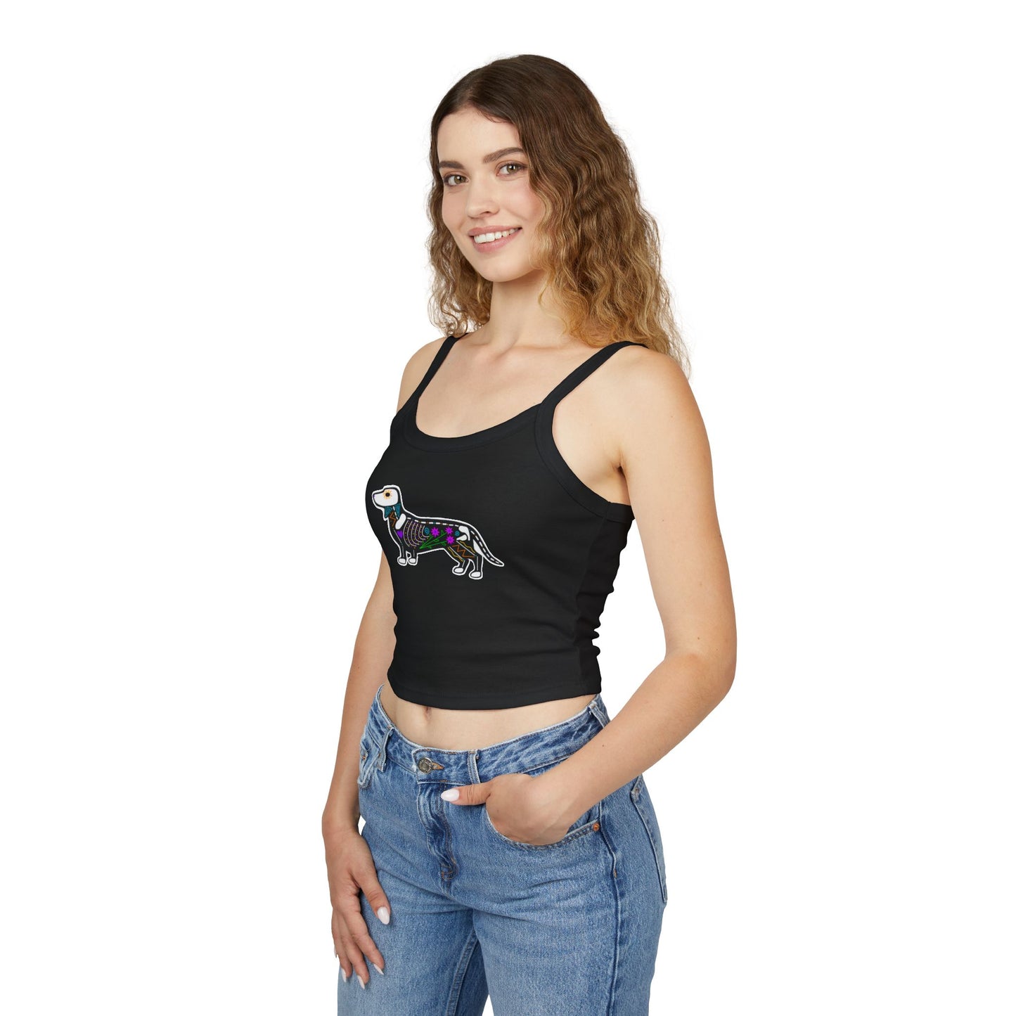 Dia de los Muertos Dachshaund Spaghetti Strap Tank Top