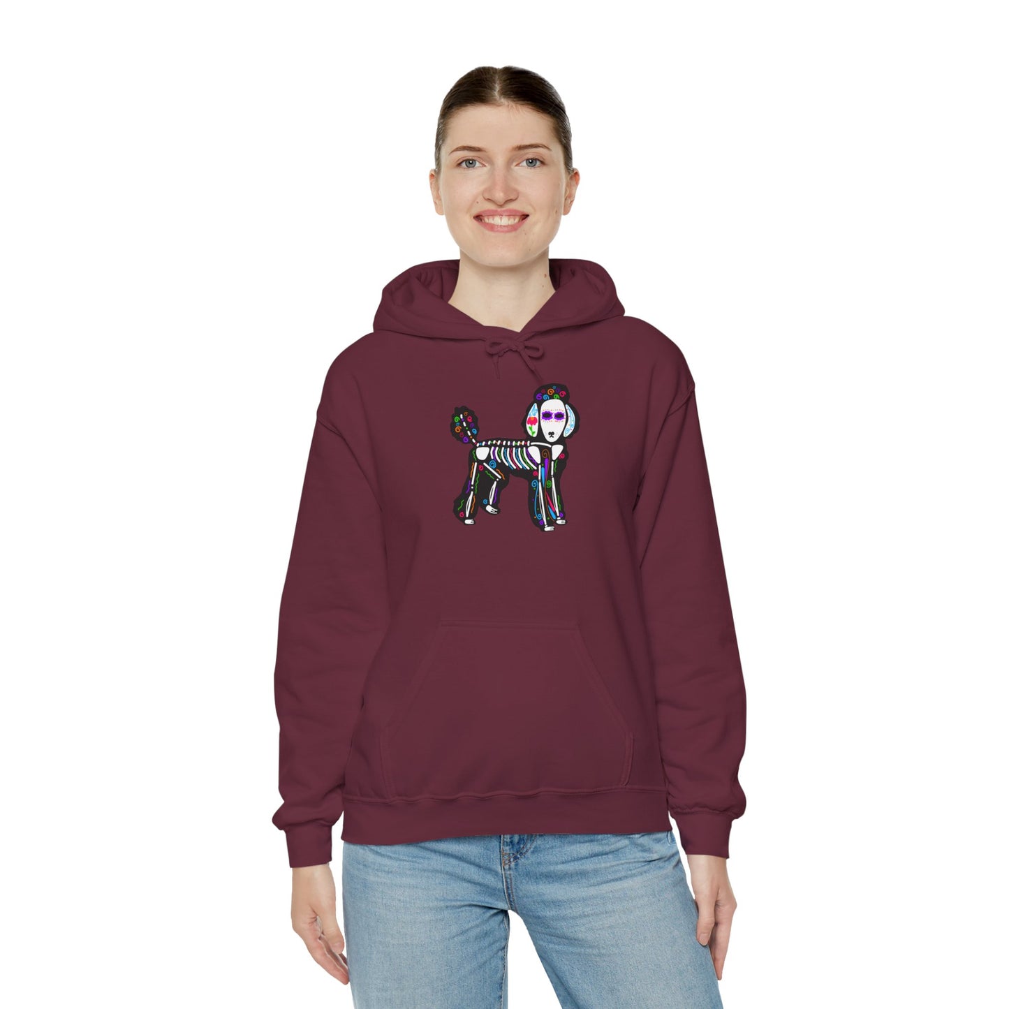 Dia de los Muertos Poodle Hooded Sweatshirt