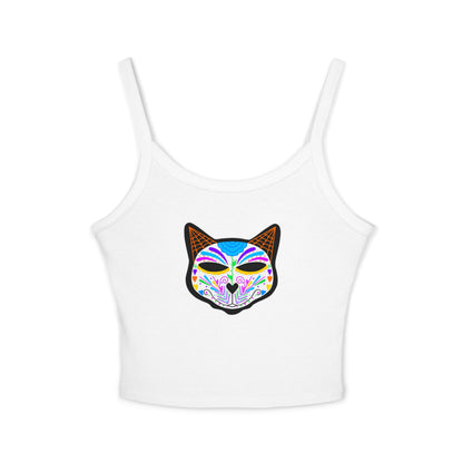 Dia de los Muertos Cat Women's Spaghetti Strap Tank Top
