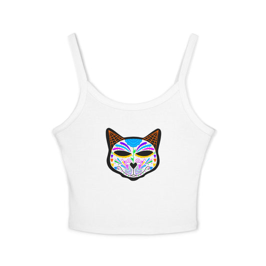 Dia de los Muertos Cat Women's Spaghetti Strap Tank Top