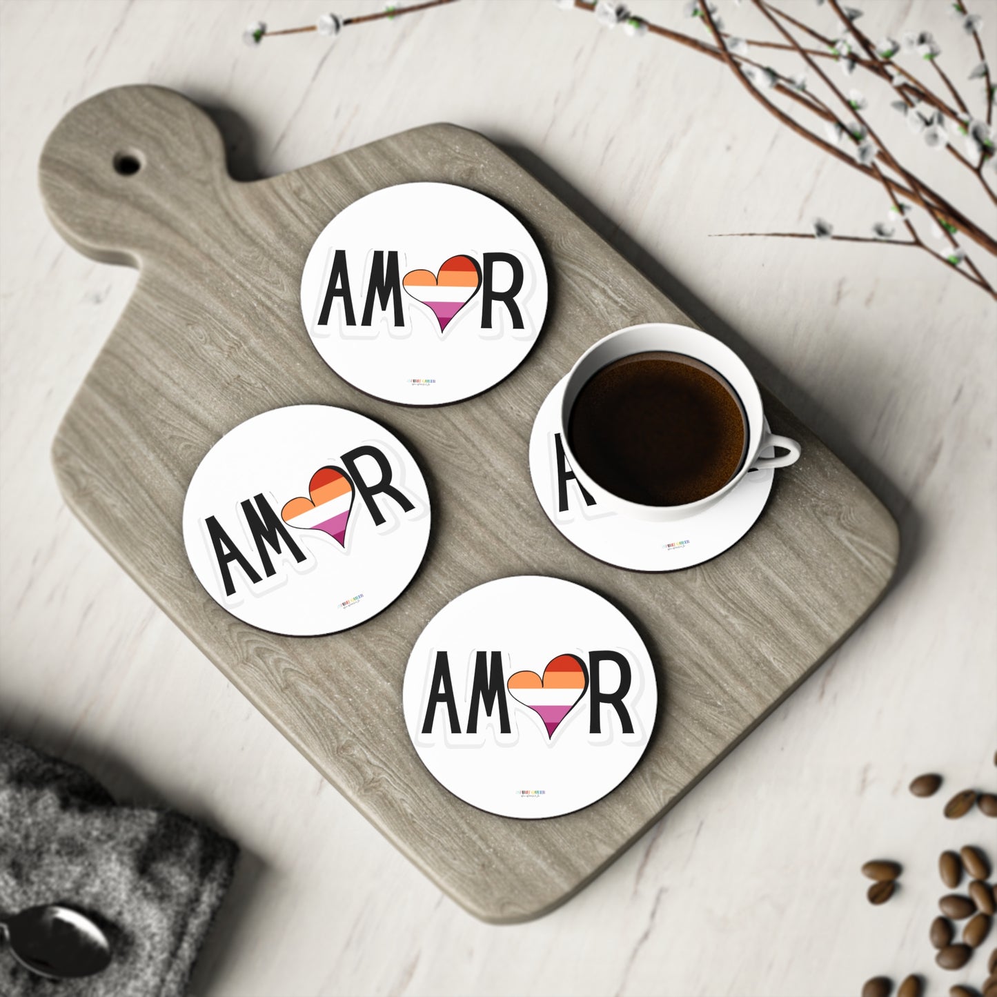 Amor Lesbian Coasters