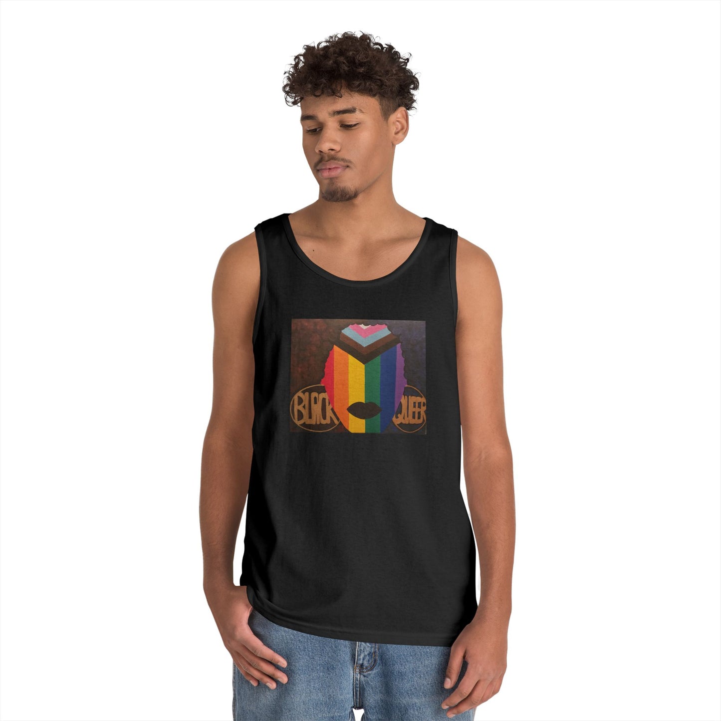 Black and Queer Heavy Cotton Tank Top