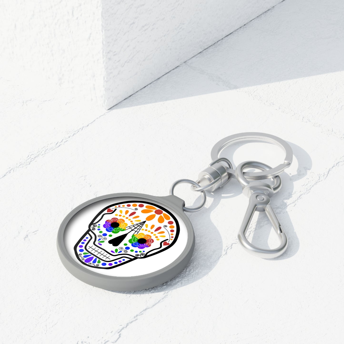 Queer Sugar Skull Keyring Tag