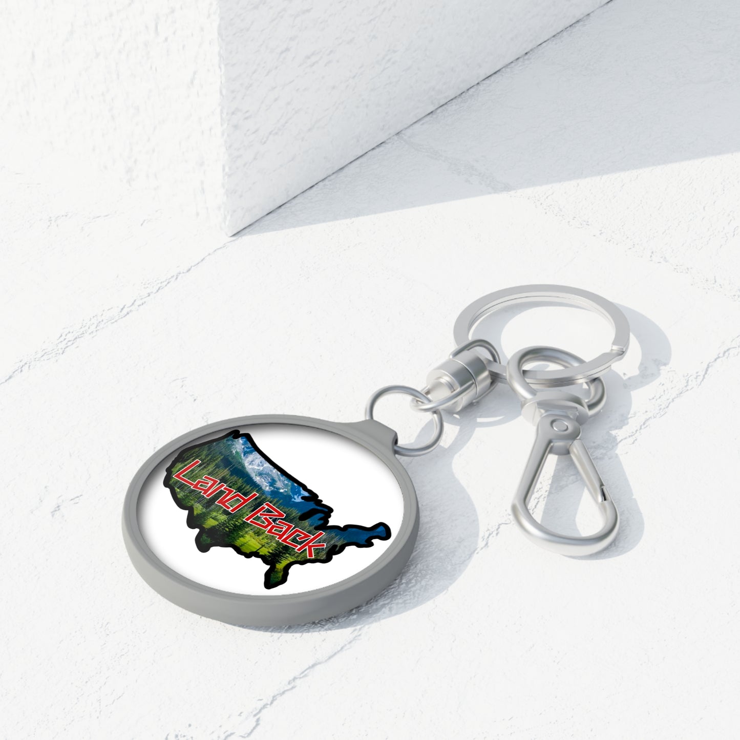 Land Back USA Cut Keyring Tag
