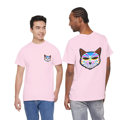 Dia de los Muertos Cat Head Heavy Cotton Tee
