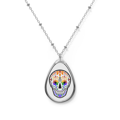 Queer Sugar Skull Oval Necklace