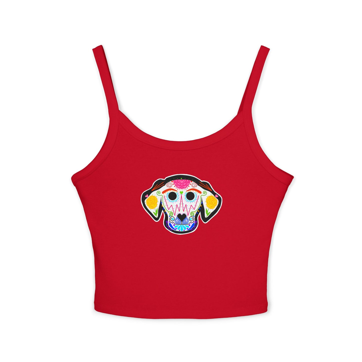 Dia de los Muertos Dog Spaghetti Strap Tank Top
