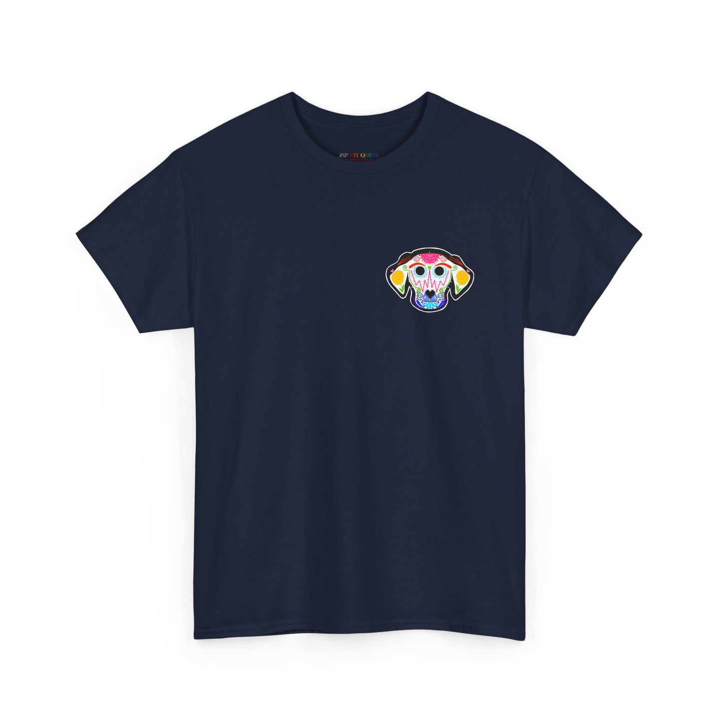 Dia de los Muertos Dog Head Unisex Heavy Cotton Tee