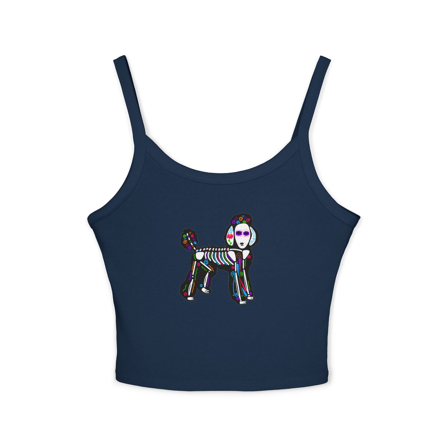 Dia de los Muertos Poodle Spaghetti Strap Tank Top