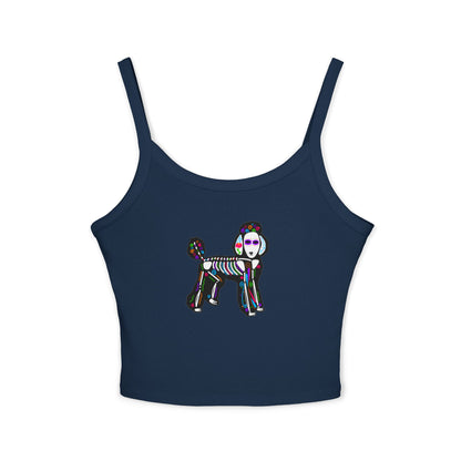 Dia de los Muertos Poodle Spaghetti Strap Tank Top