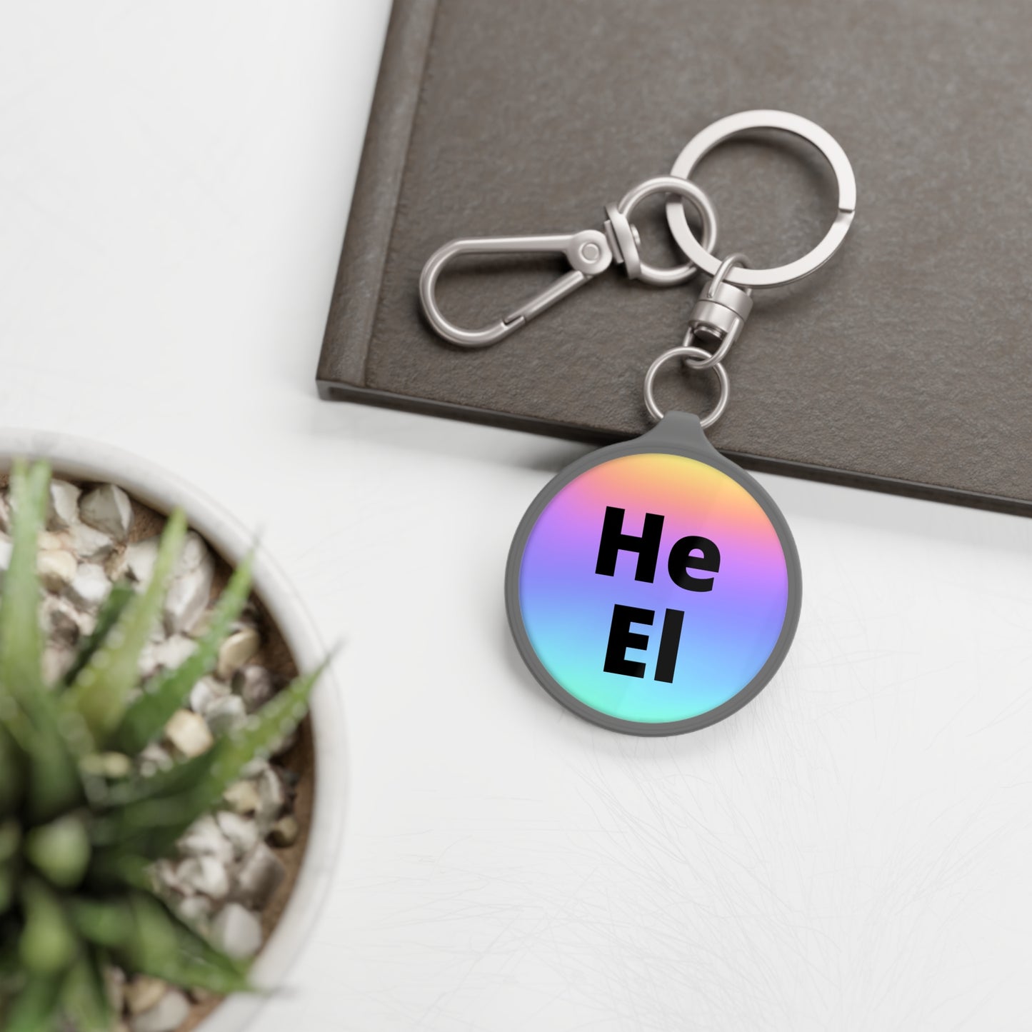 He/El Rainbow Keyring Tag