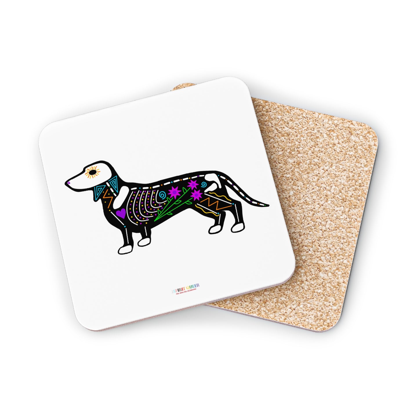 Dia de los Muertos Dachshaund Coasters